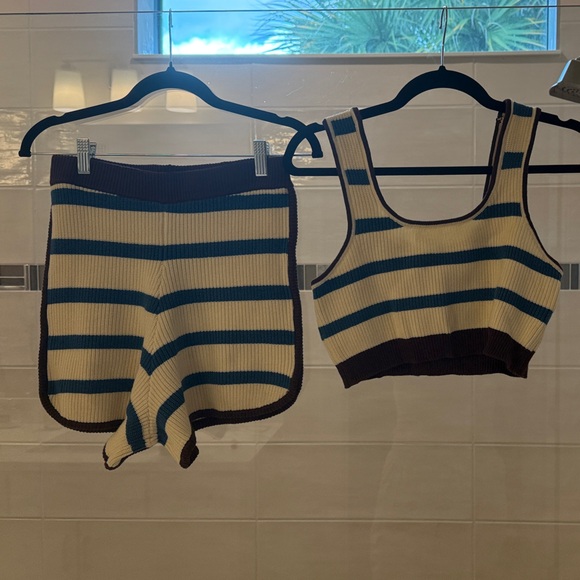 flat white Pants - Striped Knit Women Shorts